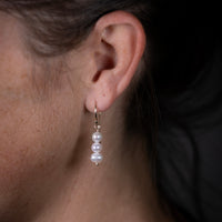 9ct gold triple pearl earrings