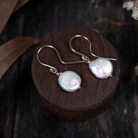 Solid 9ct gold Coin Pearl earrings