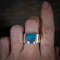 Wide Band Turquoise ring