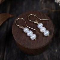 9ct gold triple pearl earrings