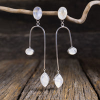 Rainbow Moonstone transformation earrings