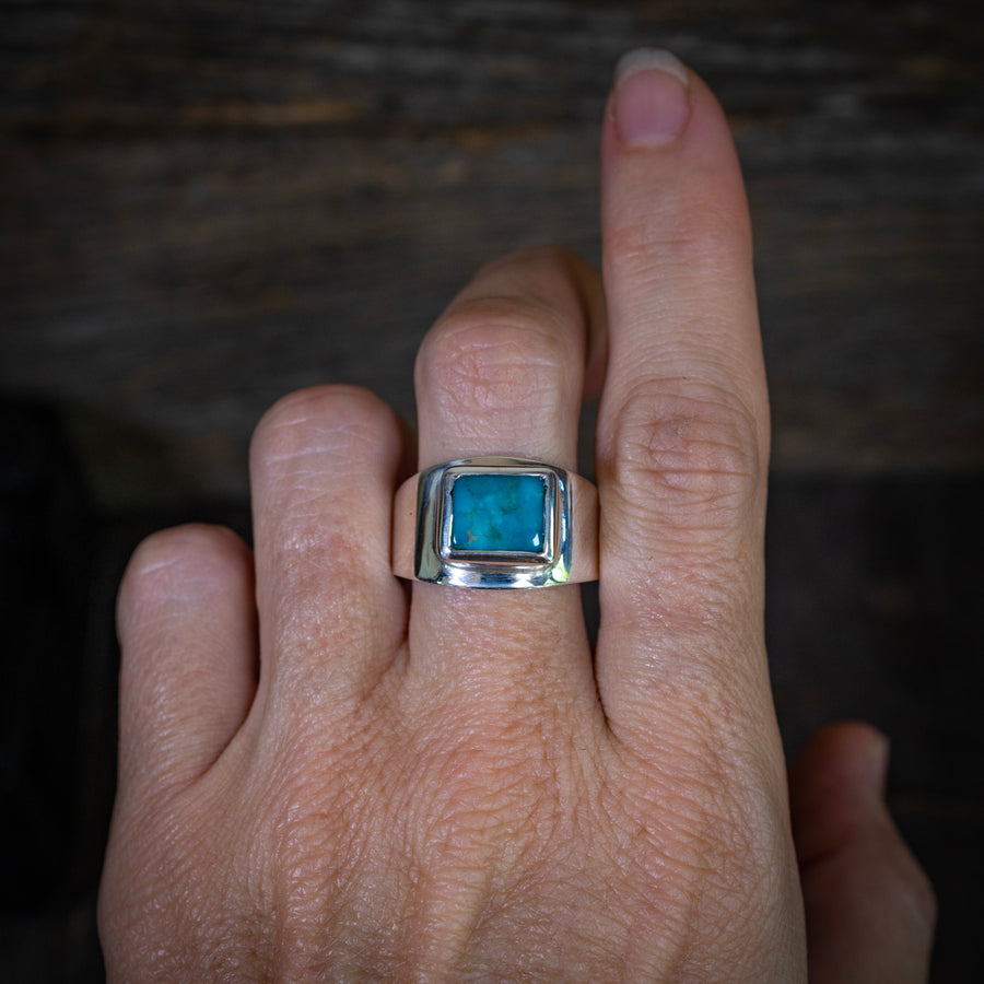 Wide Band Turquoise ring