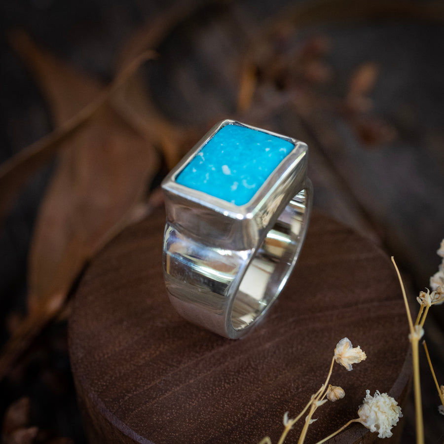 White Water Turquoise wide band